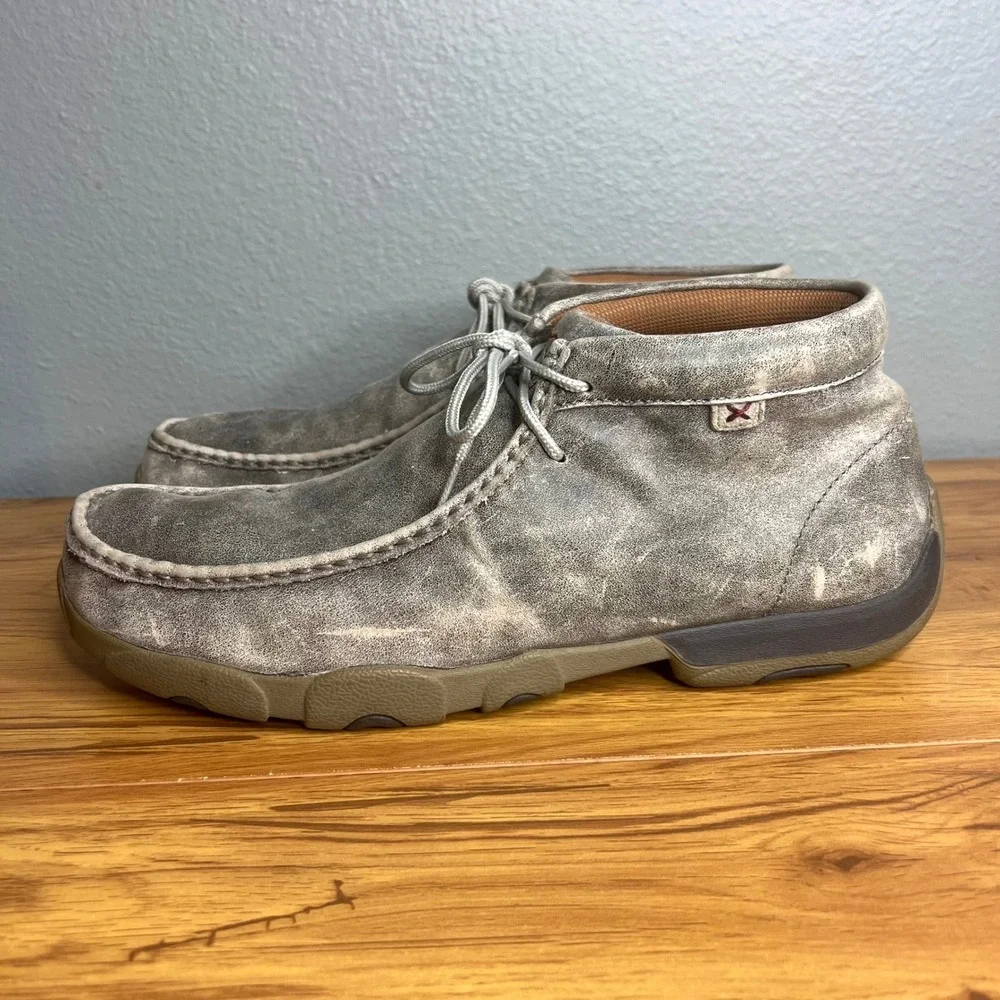 Twisted X Chukka Driving Mocs Mens 13 Gray MDM0072 Leather Casual Distressed